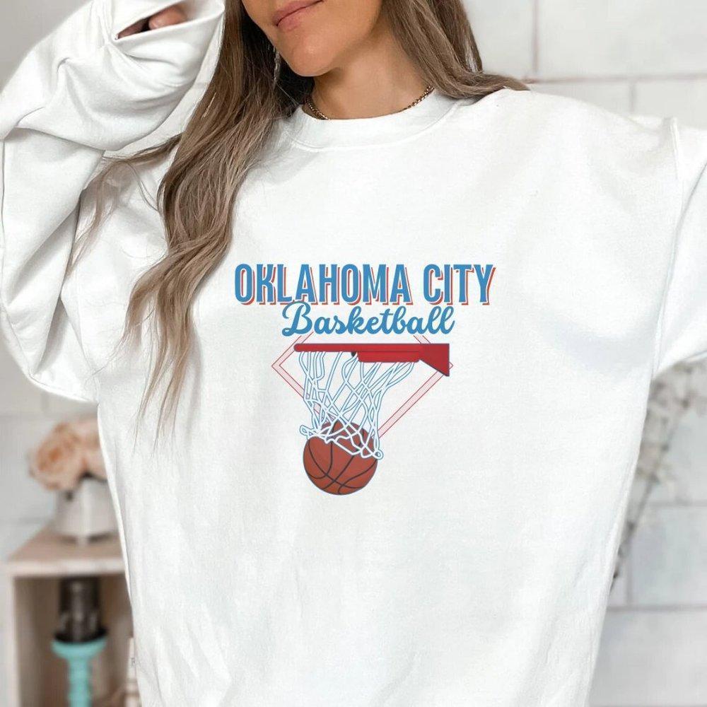 Oklahoma City Basketball White Sweater, Basketball Unisex Sweatshirt